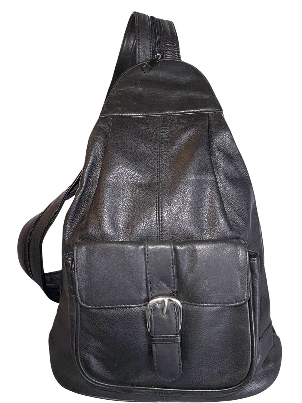 Beautiful unisex black leather backpack 3-way wearing options - NWOT